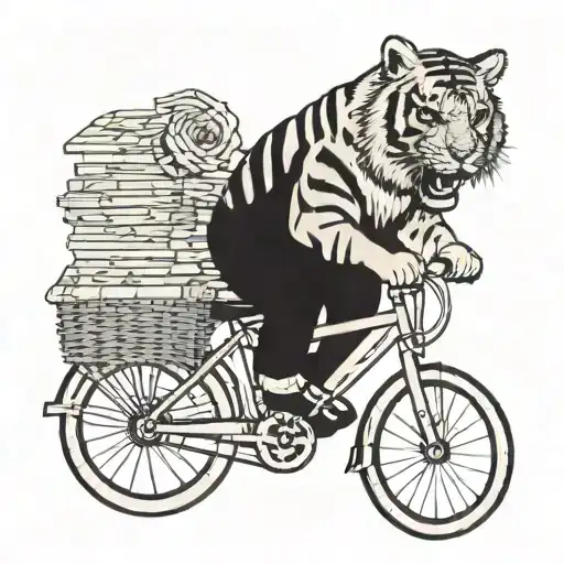 A Tiger Riding A Bike With A Stack Of Cash In The Basket