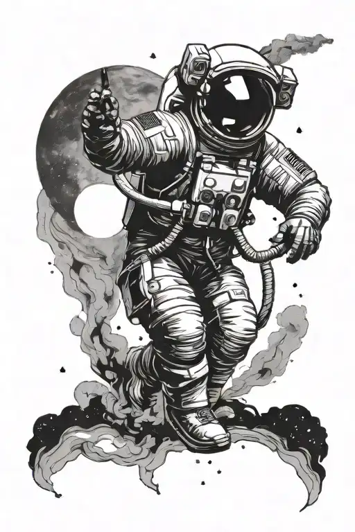 Cosmonaut With Cigarette In Open Space