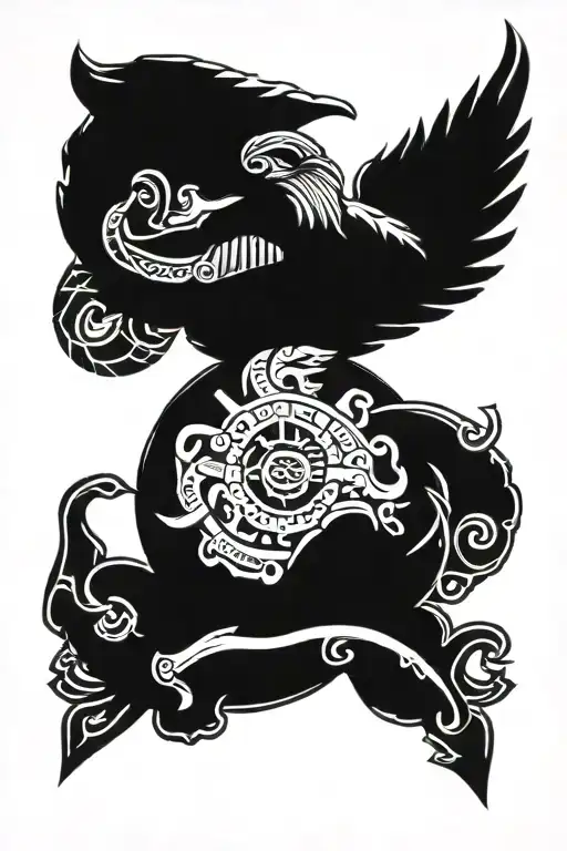 Usmc With Aztec Symbol Intertwined