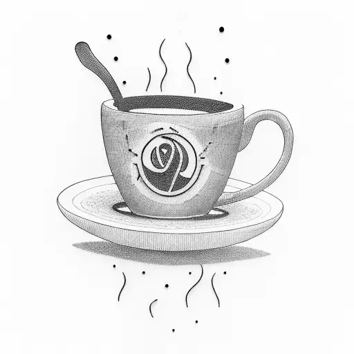 A Minimalist Tattoo Of A Coffee Cup With A Bass Guitar Handle