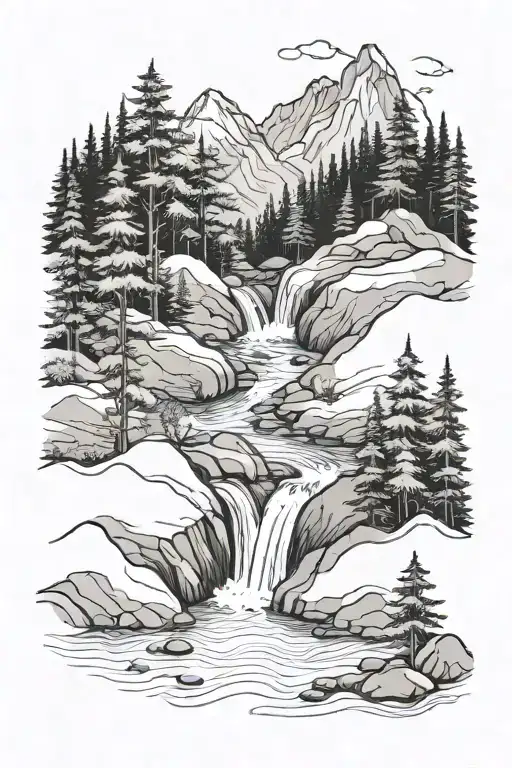 A Serene Mountain River Flowing Through A Lush Forest