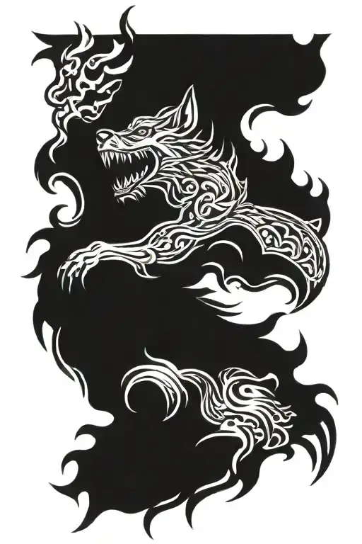 Black Flame Wolf Attacking