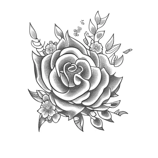 A Tattoo Of A Vintage Car Surrounded By Blooming Flowers