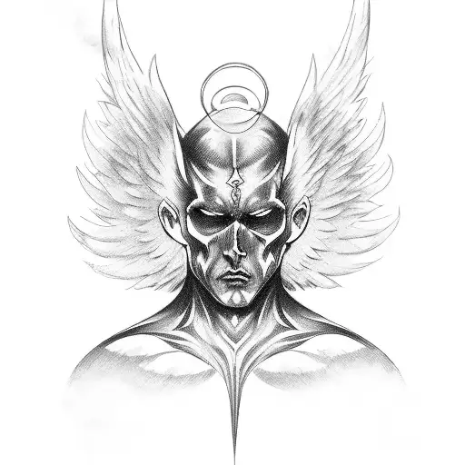 Angel Man Middle With Six Winds And Sword