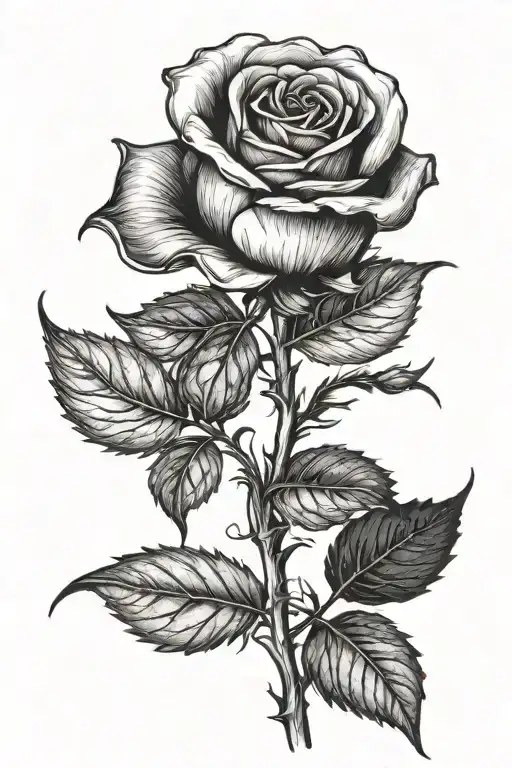A Blackwork Tattoo Of A Therror-infused Rose In A State Of Decay