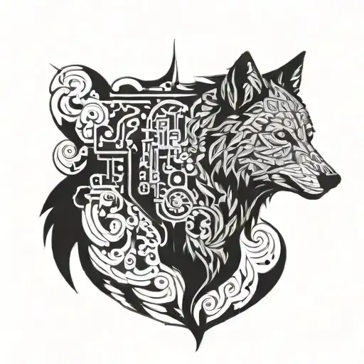 Incorporate Intricate Circuit Patterns Into A Wolf Silhouette