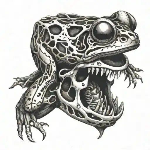 A Biomechanical Frog Emerging From A Skull