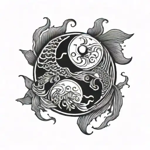 Yin Yang Symbol With Fish