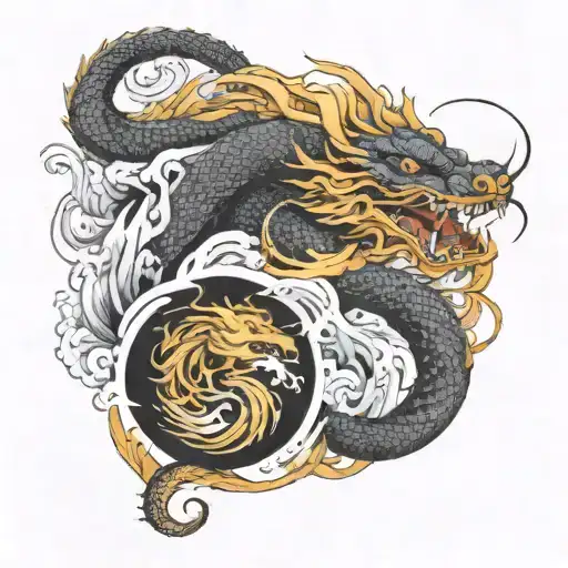 Water Tiger And Dragon Ying Yang