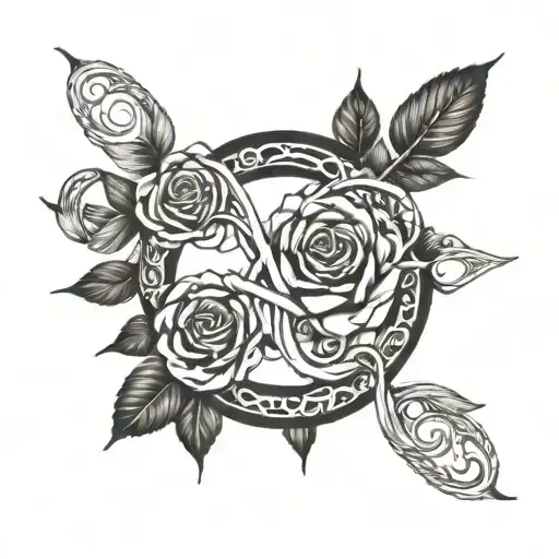 Infinity Sign With Rose And Names Yaili Yesli