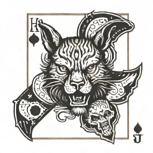 A Butcher Holding A Deck Of Cards With Animal Heads As The Face Cards