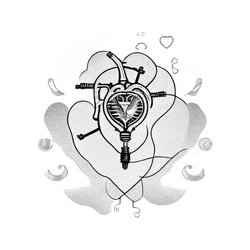 A Mechanical Heart With A Guitar As The Centerpiece