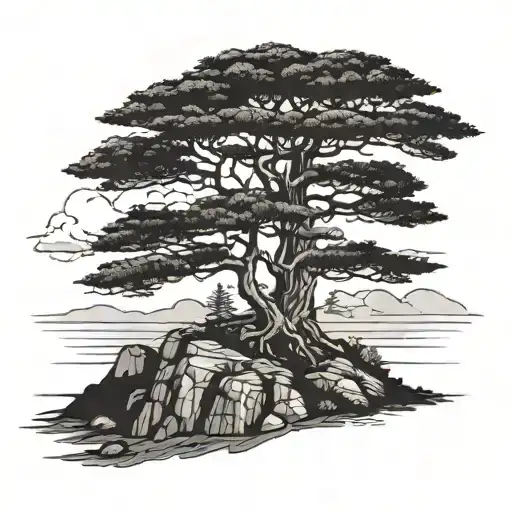 A Majestic Araucaria Tree Standing Tall On A Rocky Cliff Overlooking The Sea