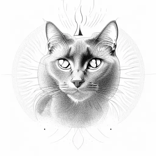 A Majestic Black Cat Surrounded By Swirling Smoke And Sun Rays