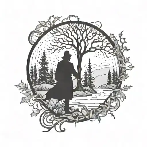 Mysterious Forest With Hidden Paths And A Lone Traveler