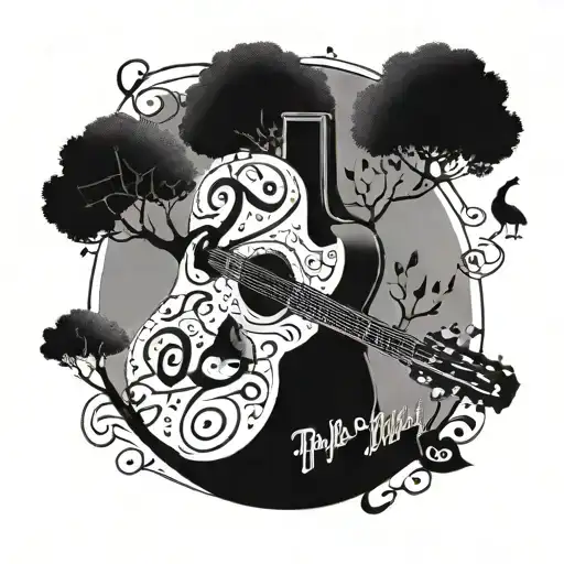 Incorporate Musical Notes And A Guitar Into A Family Tree Design