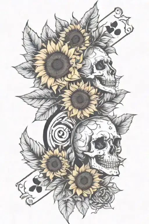 Sunflower Tattoo With An Aquarius Zodiac Sign