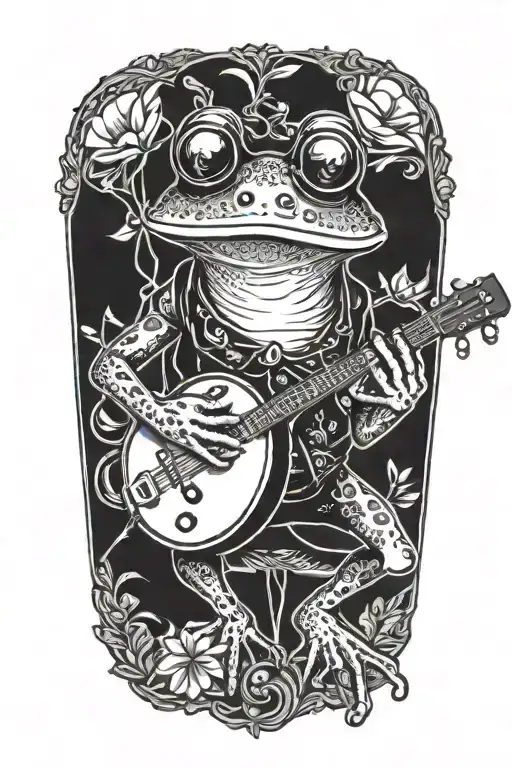 Frog Playing A Banjo Wearing Sunglasses