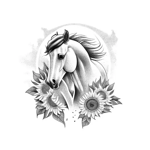 Horse With Sunflowers