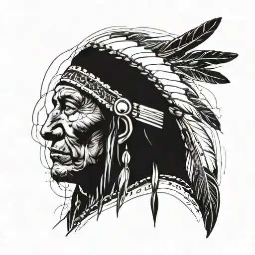 A Detailed Portrait Of A Famous Native American Historical Figure