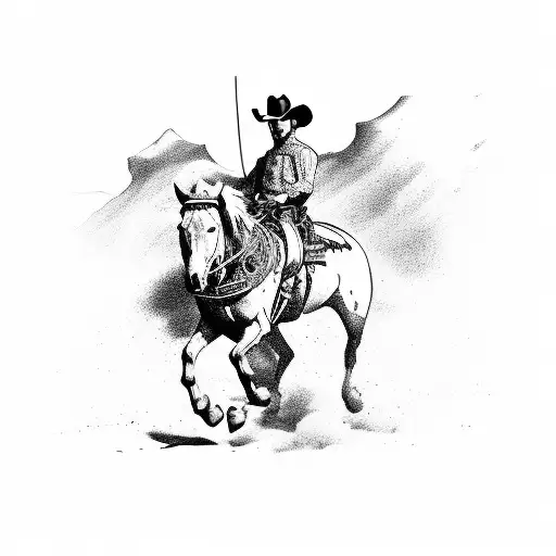 Cowboy Riding A Horse In The Wild West