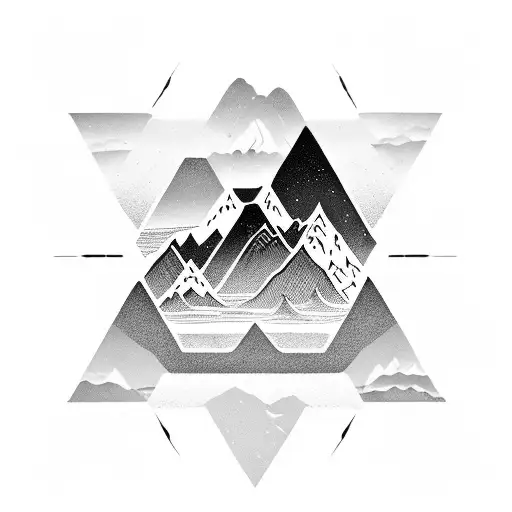 A Majestic Mountain Range With A Hidden Yin Yang Symbol Nestled Within The Peaks