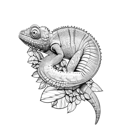 Chameleon Blending Into A Vibrant Tropical Forest