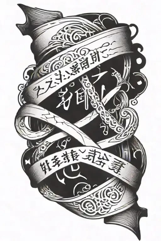 Black Out On The Wrist With Band With Japanese Writing On It