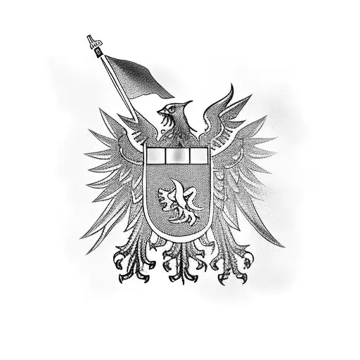 Polish-american Flag With A Silhouette Of A Military Soldier