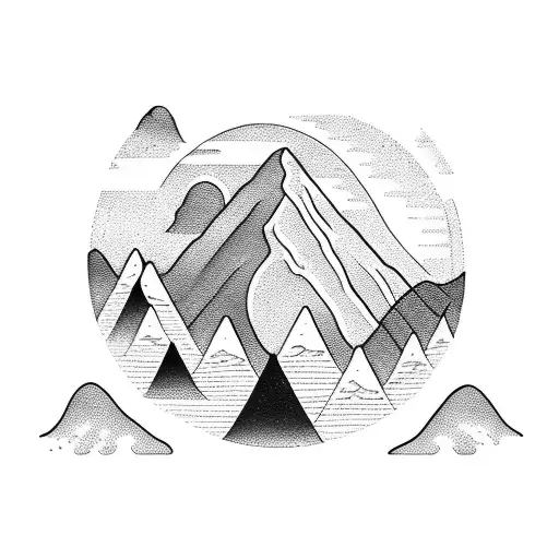 Sunset With Mountains And Sea