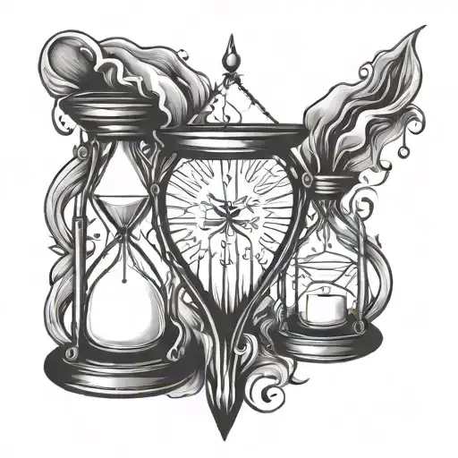 Hourglass With Melting Candles Inside