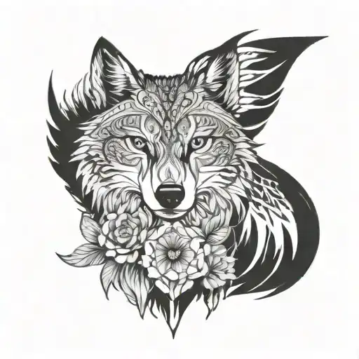 Wolf And Owl Merged Together