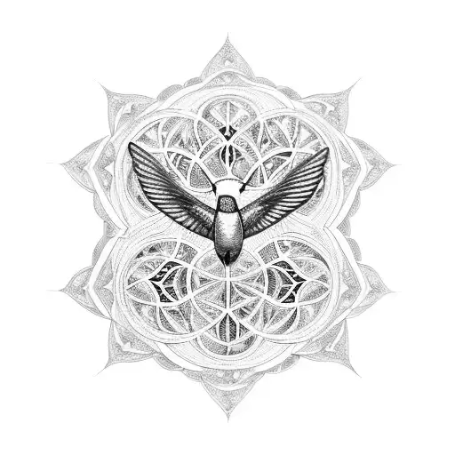 A Hummingbird Surrounded By Intricate Sacred Geometry Patterns