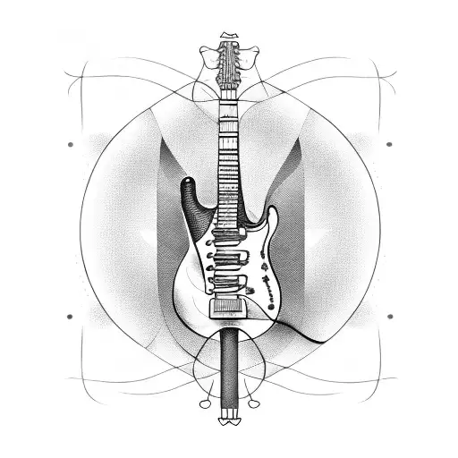 Musical Notes Forming A Guitar