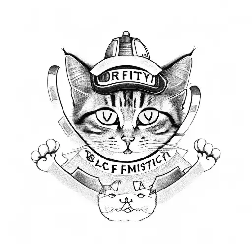 A Construction Worker Cat Holding A Sign That Says 'Family First'