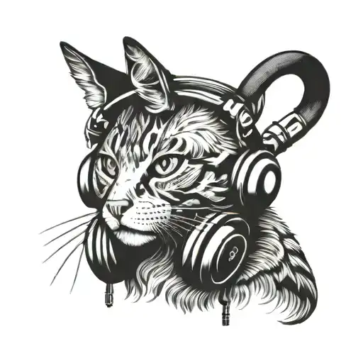 Cat Wearing Headphones