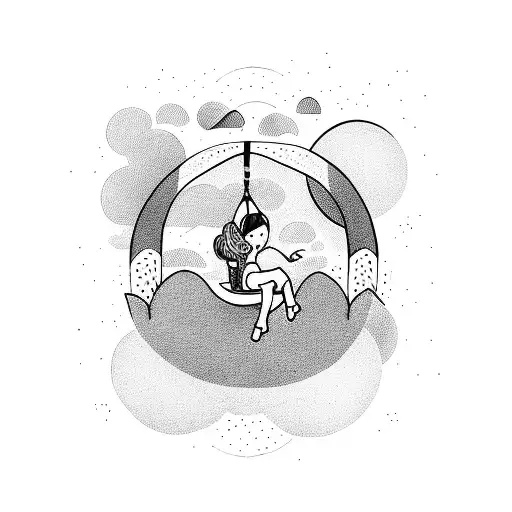 Mandal Moon With Girl On A Swing