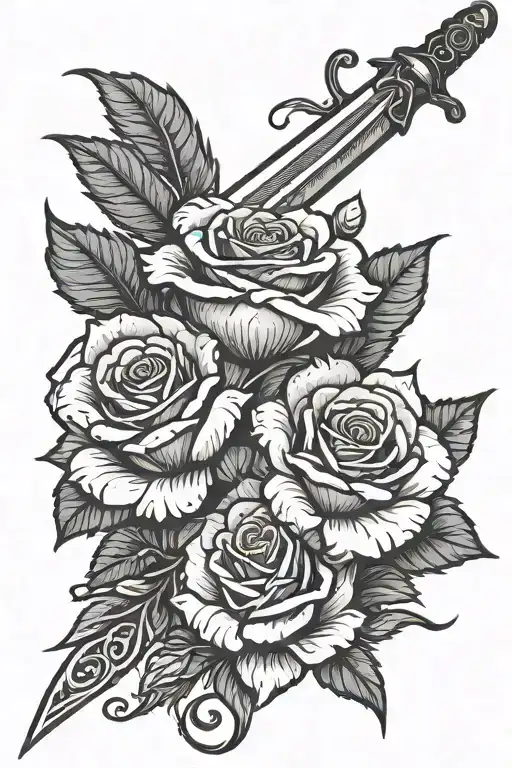 Swordw With A Rose Wrapped Around It