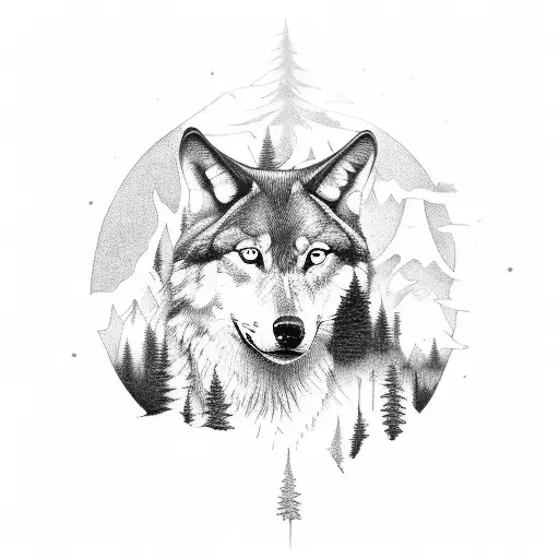 Goddess With Wolf Hunting In Forest