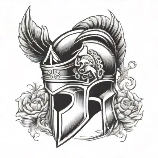 Spartan Helmet With Crest Heraldry Crown Surrounded