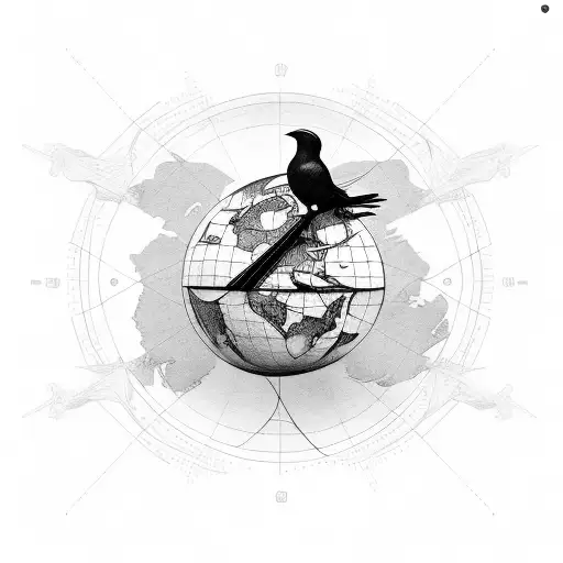 Crow On Top Of The Globe