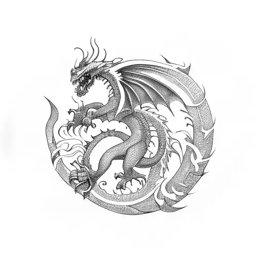 A Fierce Dragon Battling Against A Mythical Creature From A Video Game