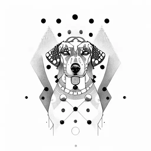 Egyptian Dog With Dots And Thick Lines And Fine Lines