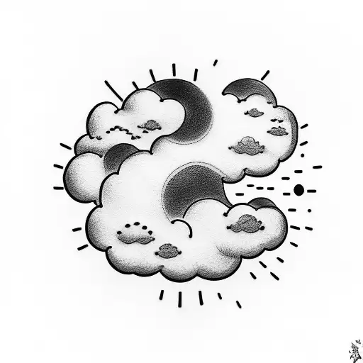 Japanese-style Cloud Transforming Into A Tattoo Gun