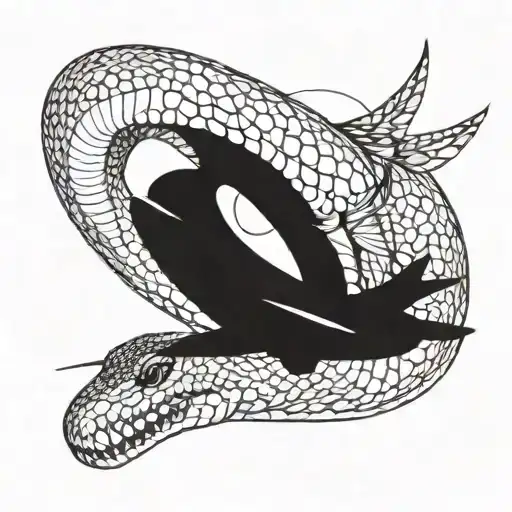 An Abstract Representation Of A Snake Morphing Into A Jet Plane