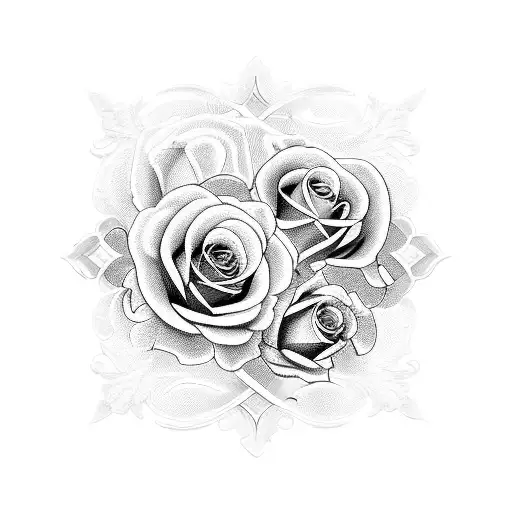 Febuary 6Th 2005 In Roman Numerals With Roses On Both Sides