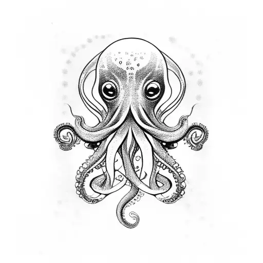 Octopus With Dots And Thick Lines And Fine Lines
