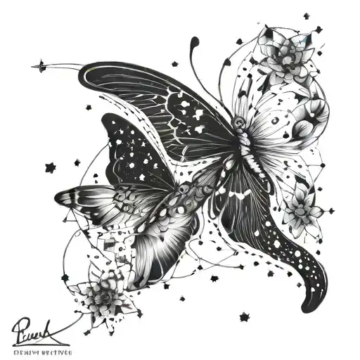 A Pisces Constellation Merging With A Butterfly In Outer Space