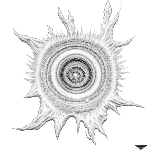 A Blackwork Tattoo Of A Supernova Exploding Into A Galaxy