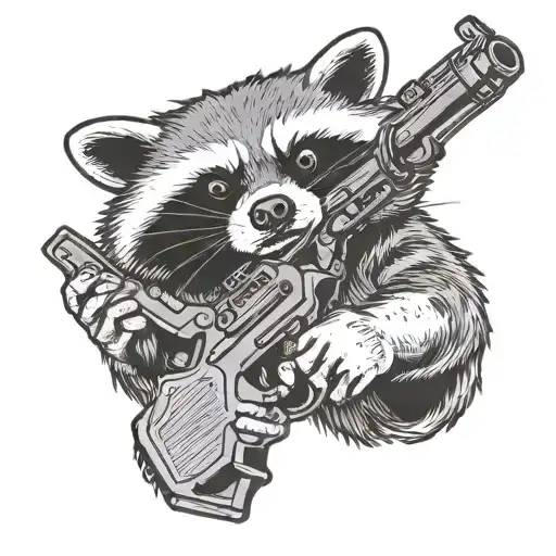 Racoon Holding A Gun